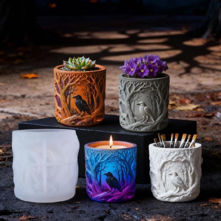 Crow Silicone Mold Resin Crafts Moulds Planter Flexible Reusable Mold for Creating Unique Decorative Items and Gifts