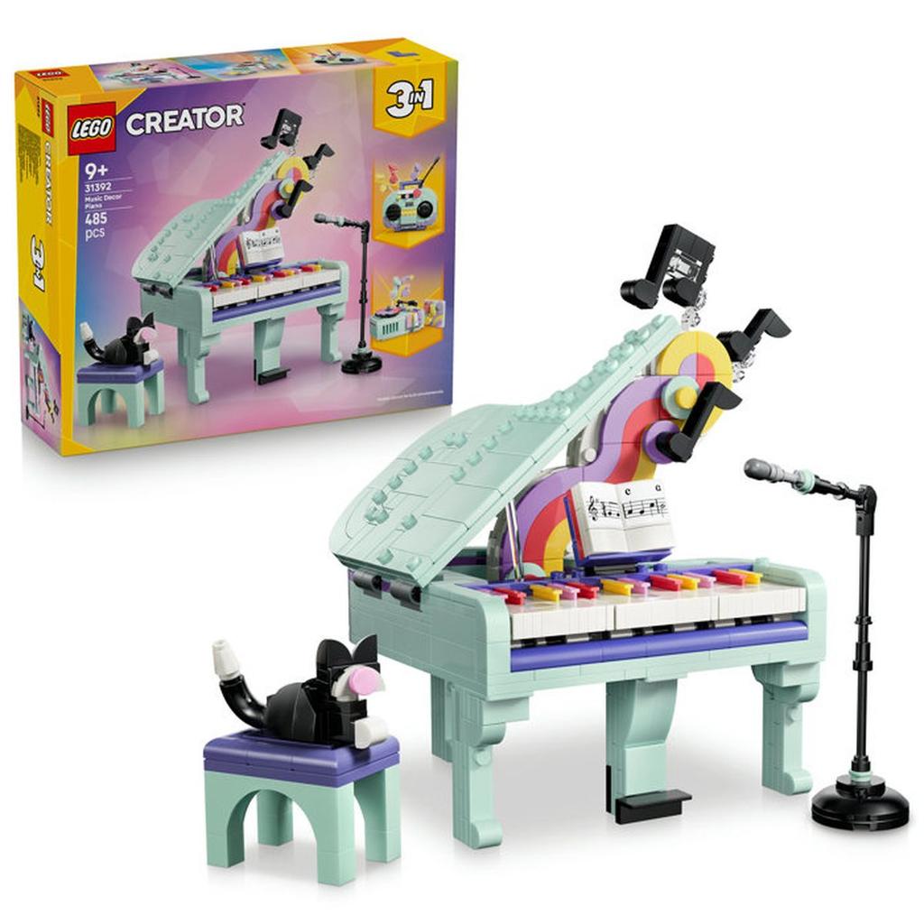 LEGO Creator 3-en-1 31392 Décoration Musicale : Piano et Chat - Jouet des 9 ans - Cadeau