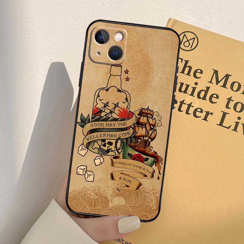 Sailor Retro Art Case For iPhone 16 15 14 Pro Max Plus 13 12 11 Pro Max Mini Phone Cover