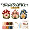 Kit Ricamo Punch Needle Kit Sottobicchiere Gnomo, Set Artigianale Fai da Te con Tessuto Pre-Stampato Filato Rilassante Telaio Supporti in Feltro, per Principianti e Adulti