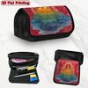 1pc Sacred Mandala Buddha Red Design Double Layer Flip Pencil Case-Multi Layer Flip Cover Design, Storage Bag, Zipper Closure, Suitable for Schools, O