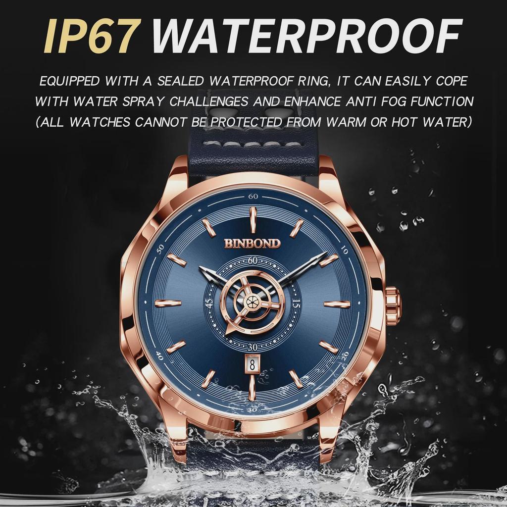BINBOND Man Sport Wristwatch Casual Luminous Male Clock Business Quartz Movement Men's Watches