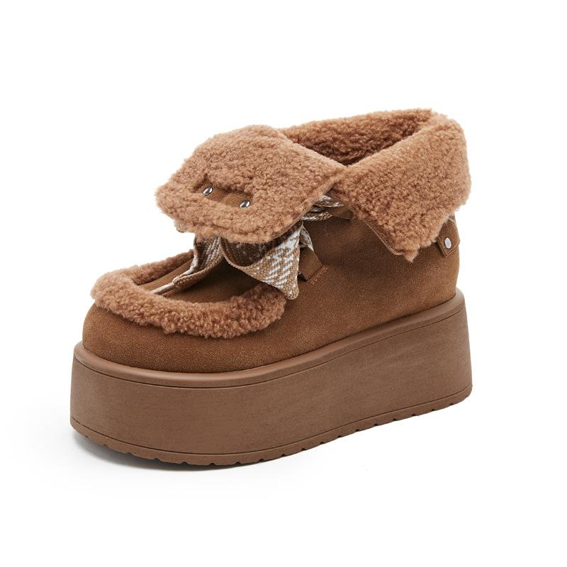 8611 Two pairs of thick-soled snow boots for women, piled and thickened in winter, heightened within 2025, non-slip and warm short boots