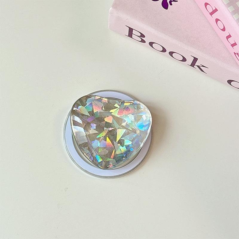 Glass Love Mobile Phone Airbag Bracket Pasted Magnetic Telescopic Desktop Watching Drama Tracking Support Ring Creative Pattern