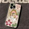 Korean Painted Cat Strawberry Flower Phone Case For Samsung Galaxy A14 A15 S21 S22 S23 S24 FE Plus Ultra A25 A35 A52 A53 A54 A55
