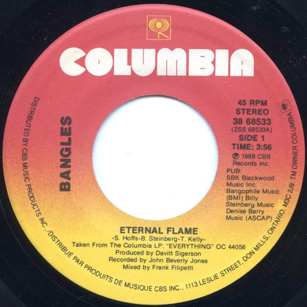 

7inch Record BANGLES - Eternal Flame 3868533 Columbia 1988 Canada Rock Used