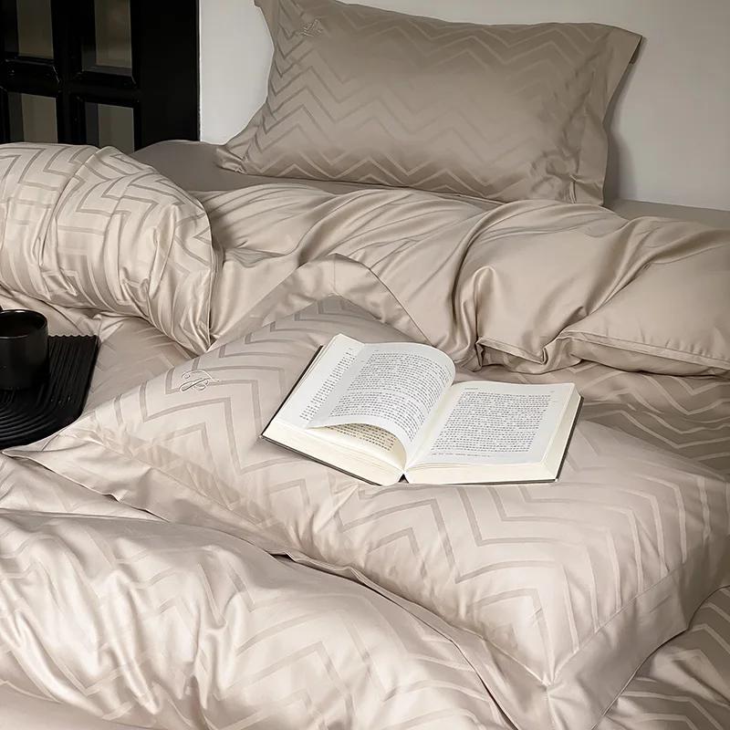 High-end Jacquard 100% Cotton Double Duvet Cover Set 220x240 Luxury Cotton Tribute Satin Bedding Sets Queen Size Bedding Set