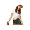Li Ning Serie Stile di Vita Sportivo T-shirt Comoda a Maniche Corte Girocollo Monocolore Top da Donna Bianco Sporco AHSU352-1