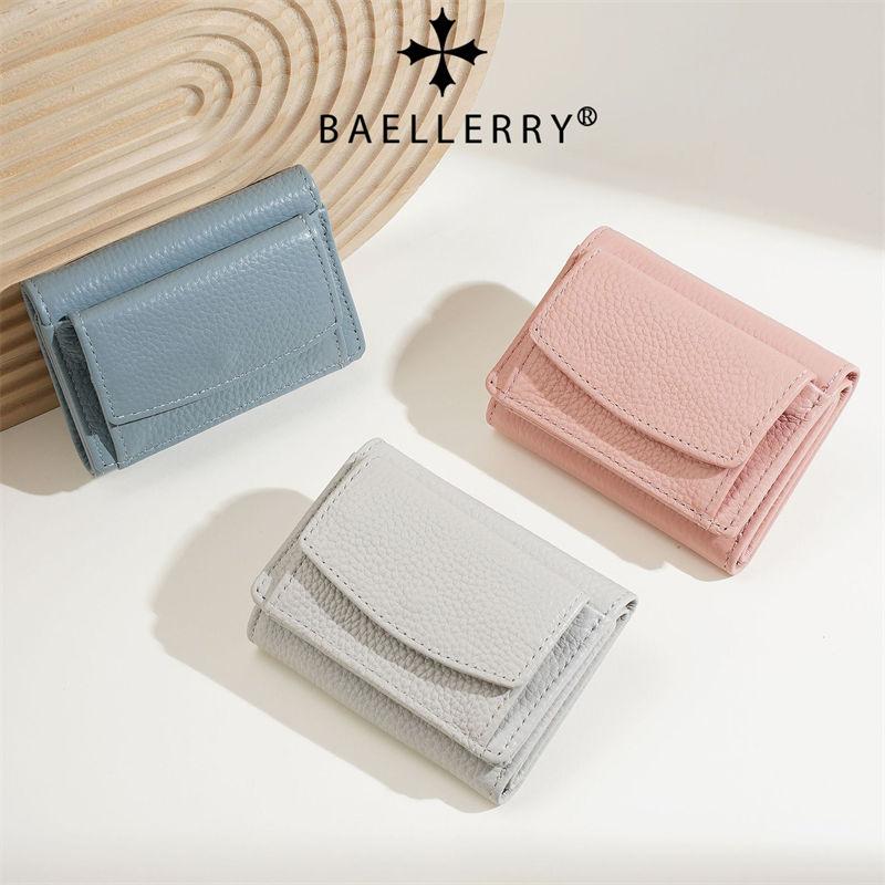 Baellerry Genuine Leather Short Wallets for Women Fashion Coin Purse Tri-fold Card Holder Mini Purses