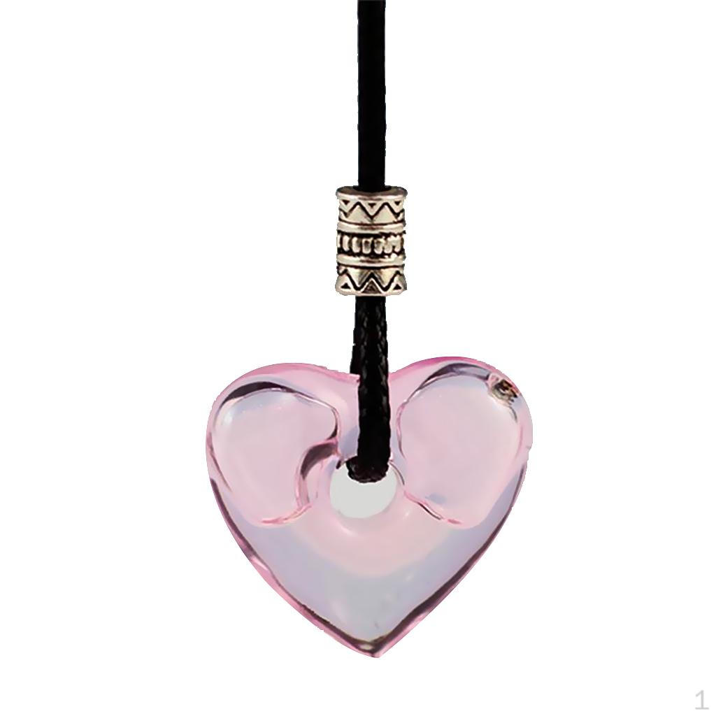 

Essential Diffuser Perfume Baroque Heart Glass Pendant Necklace Pink