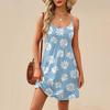 Fashion Women Summer Dress Vintage Floral Print Adjustable Spaghetti Straps Beach Vacation Casual Dress With Pockets