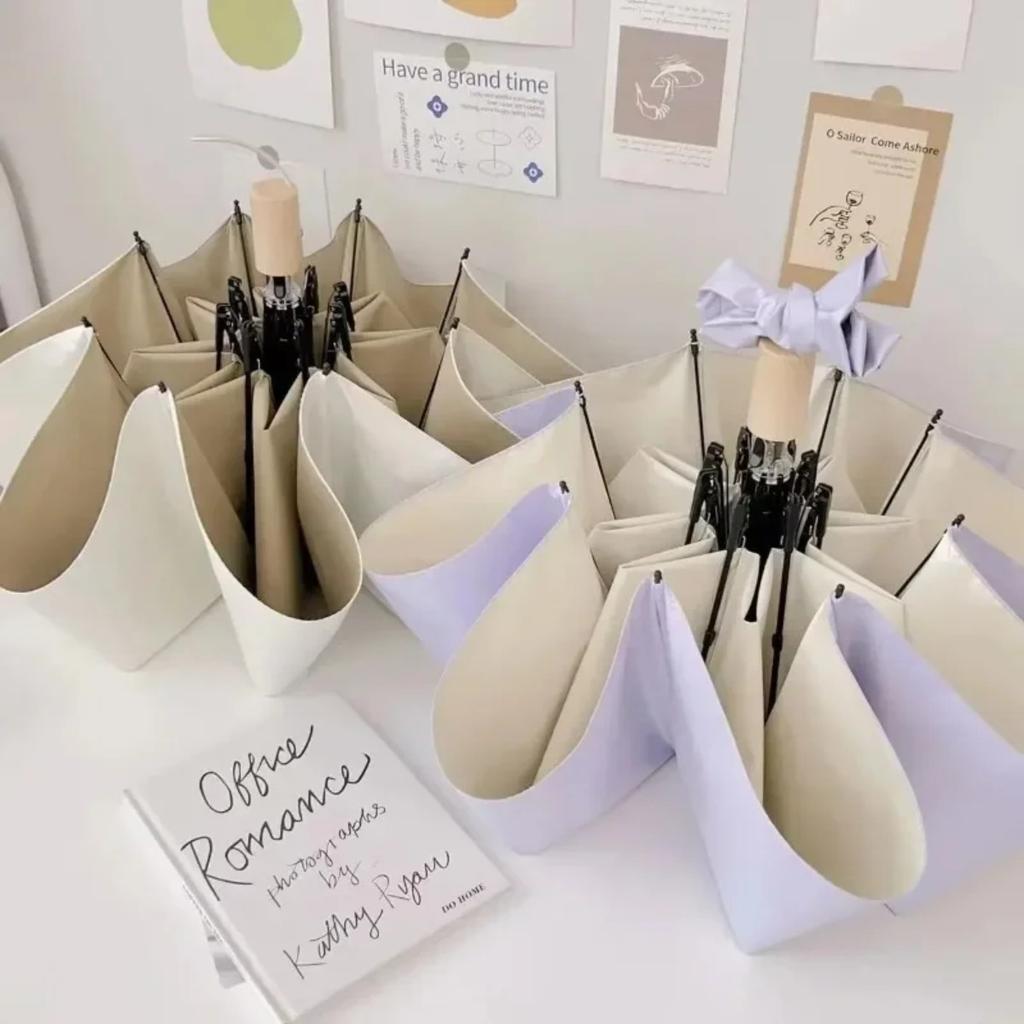 Women'S Sunny And Rainy Dual-Use High-Value Glue Folding Umbrella Durable Sunscreen Umbrella Ins Color