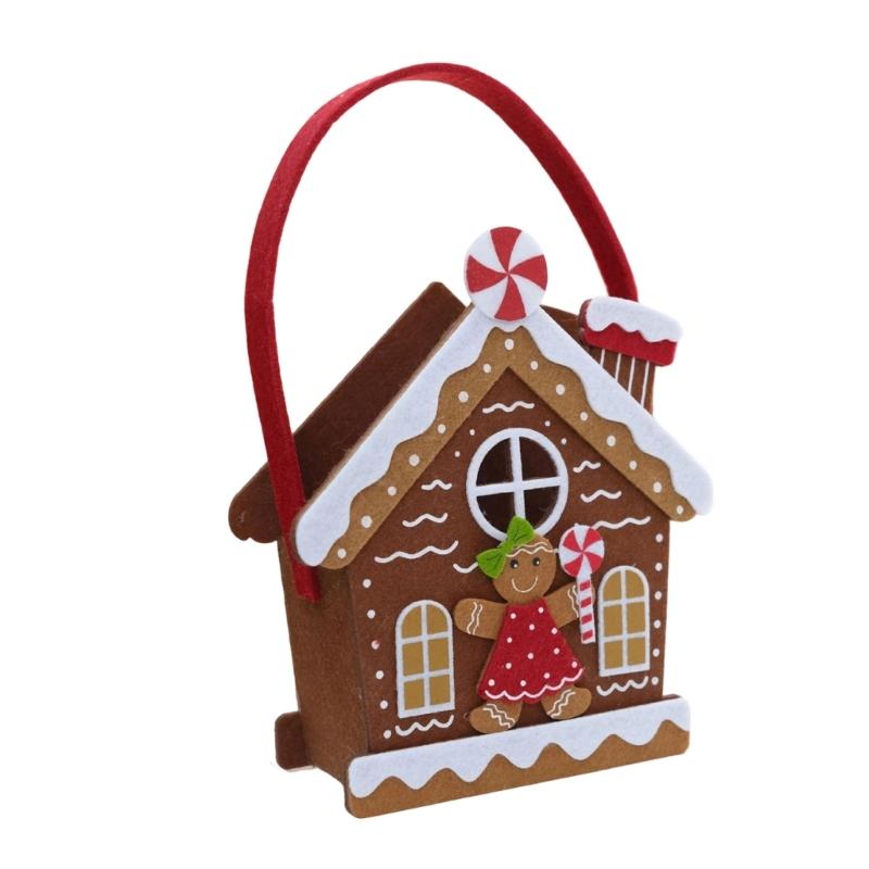 Portable Christmas Cookie Bag House Felts Craft Table Ornament Easy DIY Project For Family