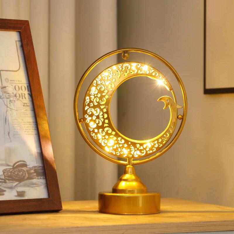 Cross LED Wrought Iron Moon & Star Round Ball Lamp - Festival Room Decoration & Candlestick Ornament