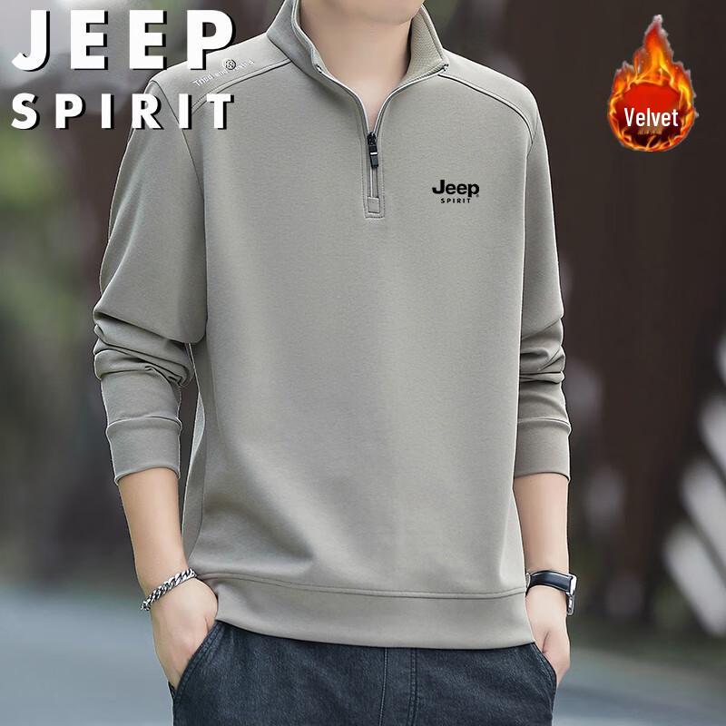 JEEP SPIRIT Men's Half-Zip Fleece Pullover Sweatshirt