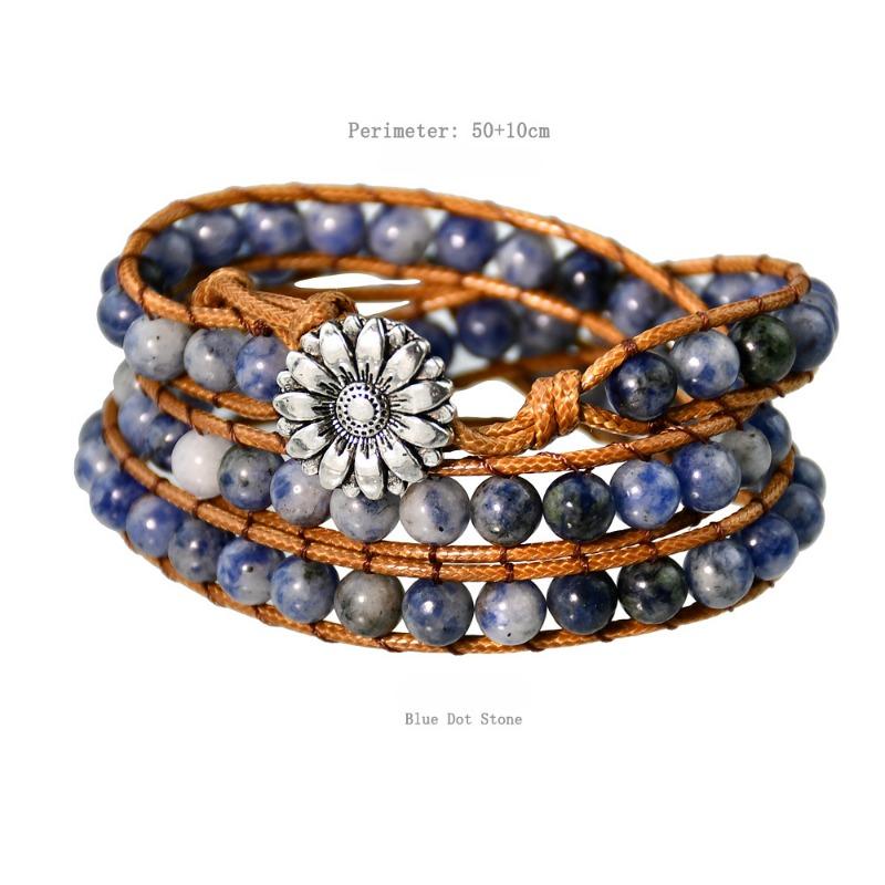 GemChic Women's Ethnic Weave Rope Multilayer Stone Beads Alloy Sunflower Bracelet Classical Retro Birthday Christmas Jewelry Gift