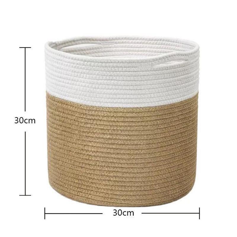

Woven Storage Basket Handmade Cotton Linen Flower Plant Pot Sundries Organizer Laundry Baskets Home Decoration білий/жовтий