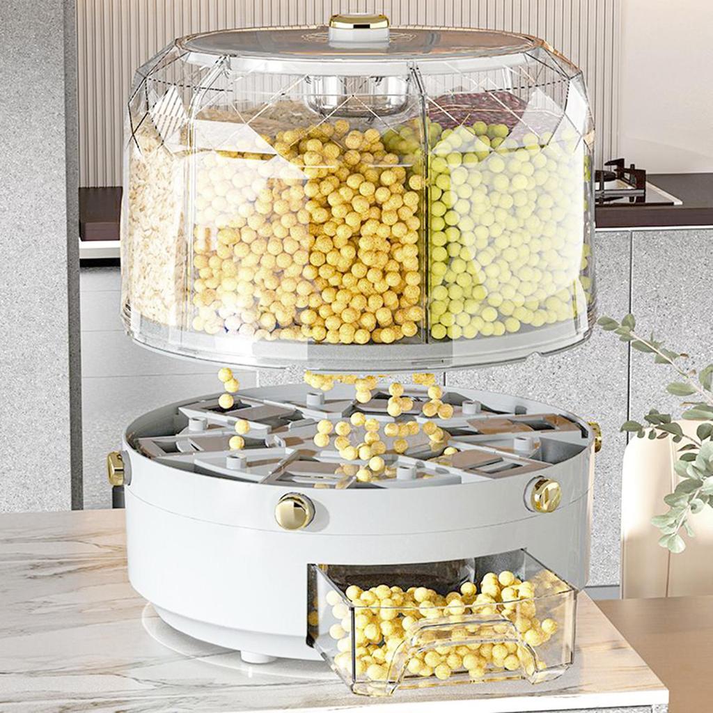 Cereal Dispenser Container Top Pantry Oatmeal Food Storage Organizer White