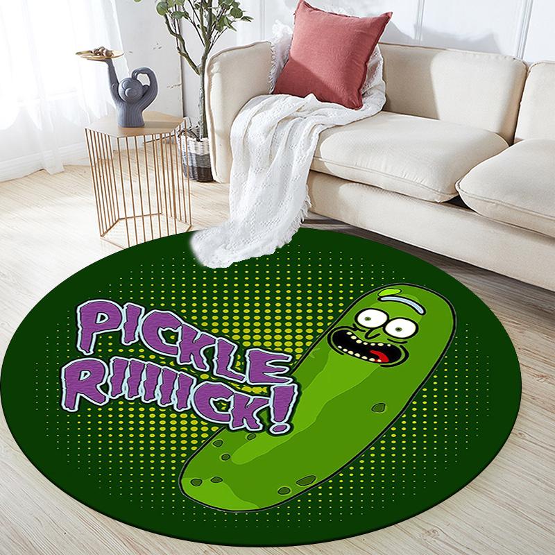 Pickle Rick Round Area Rug,Carpet Rug for Living Room Bedroom Sofa Playroom Decor,Non-slip Floor Mat