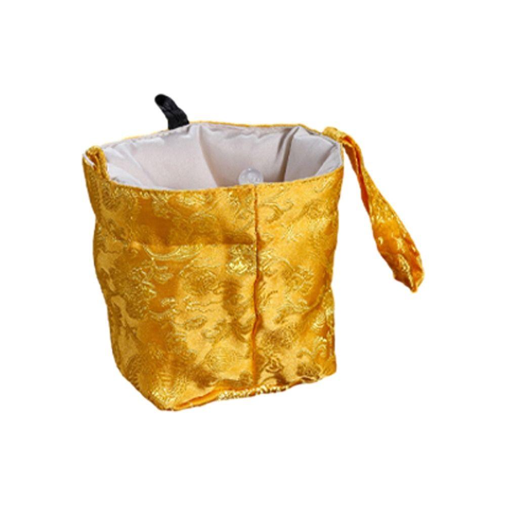 Canvas Embroidery Flower Drawstring Bag Cloud Square Flower Wrist Bag Tea Set Storage Bag  Shopping D