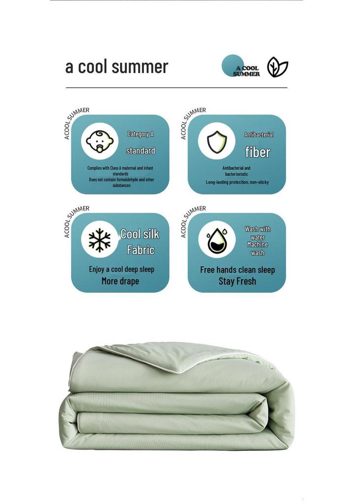 Class A Silk Summer Quilt: Antibacterial, Skin-Friendly, Solid Color for Mother and Baby, Ideal for Air Conditioning, Spring, and Autumn.