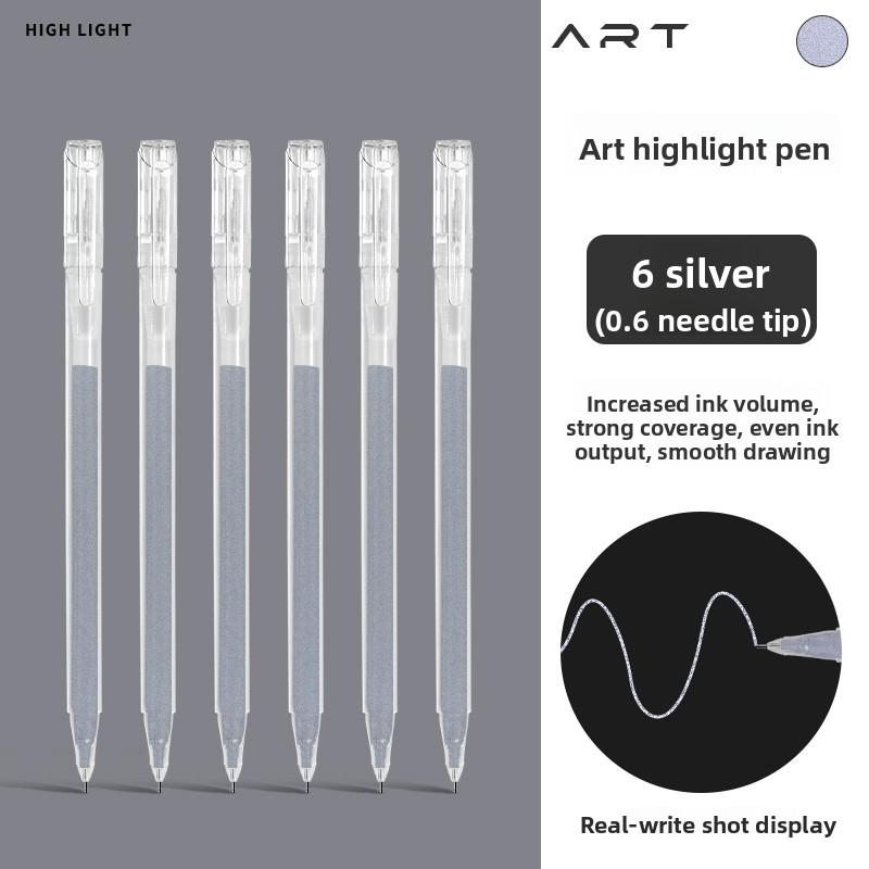 LANGUO Overlayable High-Capacity Replacement Gold/Silver/White/Black Drawing Gel Pens for Art Marker Stationery School Supplies