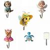 5 Pcs Acrylic Decorative Wall Hooks Cute Animal Sticky Coat Hook Self-Adhesive Hook  Bathroom