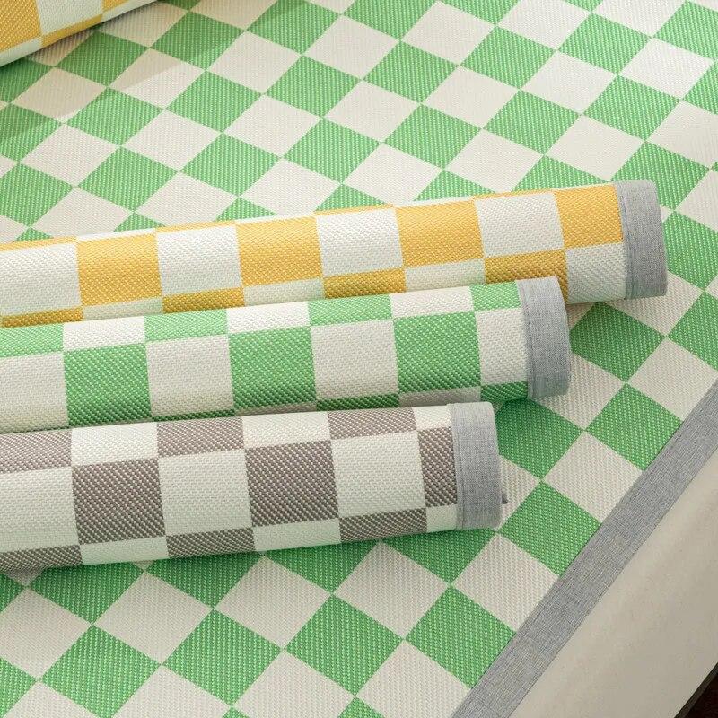 Sommer Karo Sofabezug Eis Seide Matte Anti-Rutsch-Matte Frischer Druck Wohnzimmer Sofabezug Handtuch Universelle Möbeldekoration