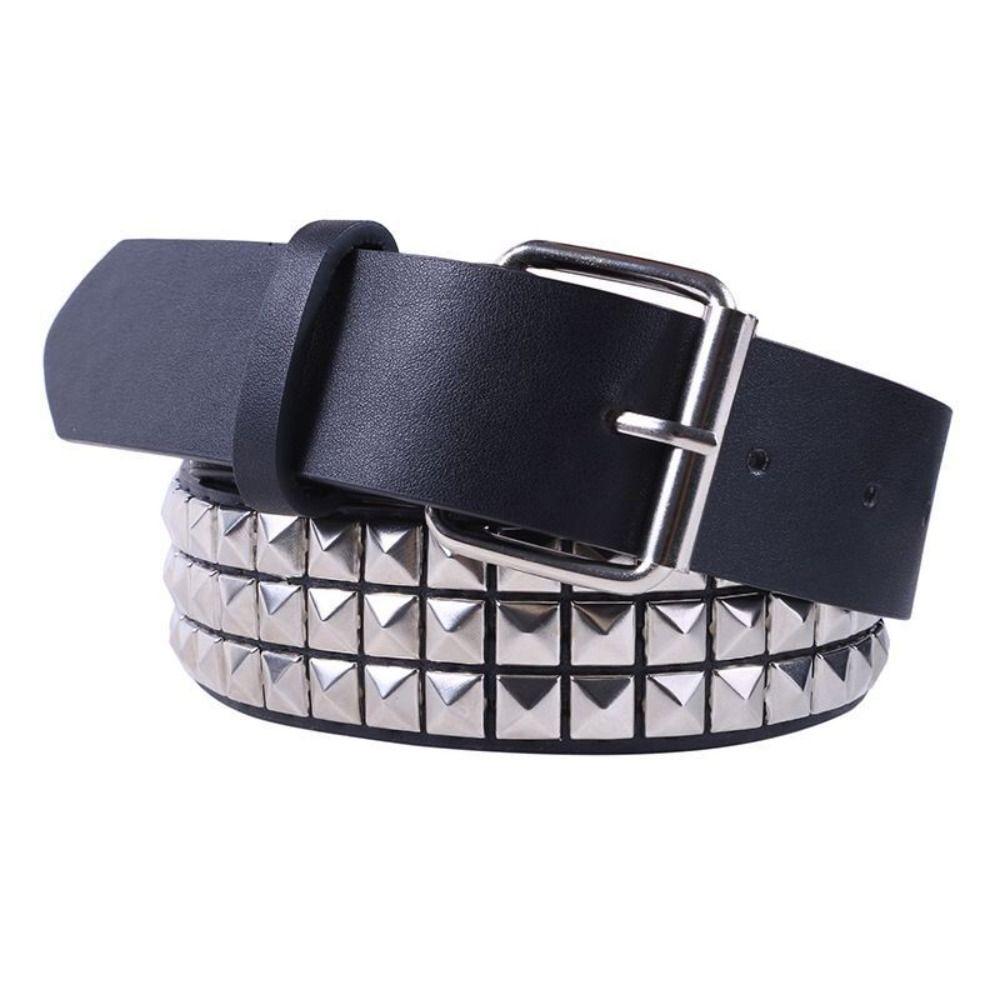 

Versatile Rivet Belt Casual Trouser Dress Belts Fashion Waist Strap срібний