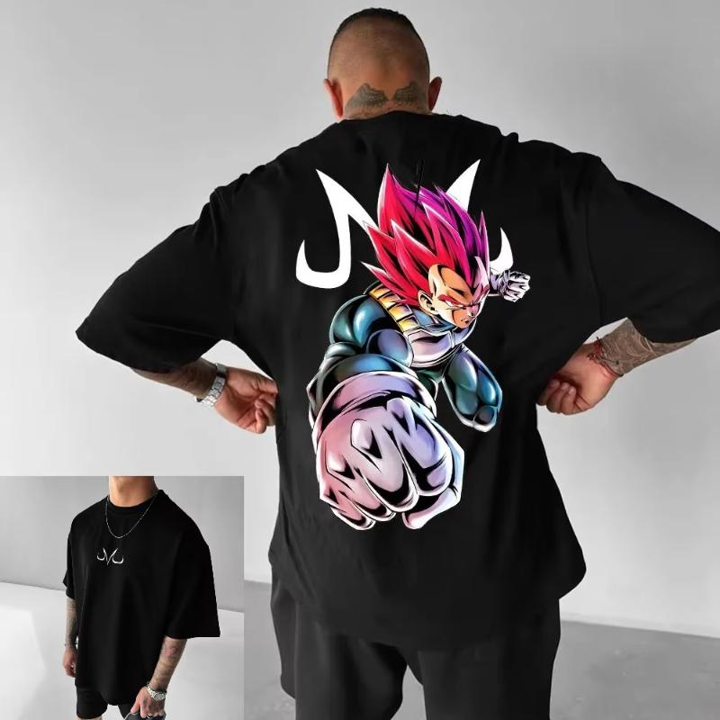 2026 Dragon Ball Unisex Cotton Tshirt New Anime Vegeta Collaboration Harajuku Plus Size Trendy Loose Casual Parentchild Top S