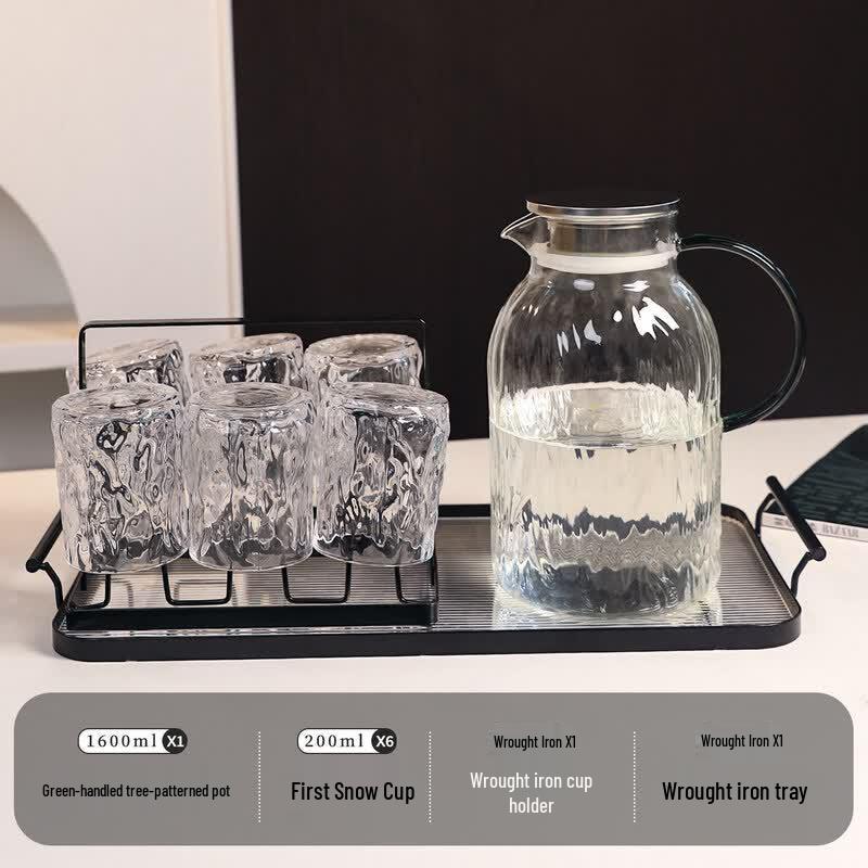 ZISIZ 2L Thickened Glass Cold Water Kettle with Tree Pattern