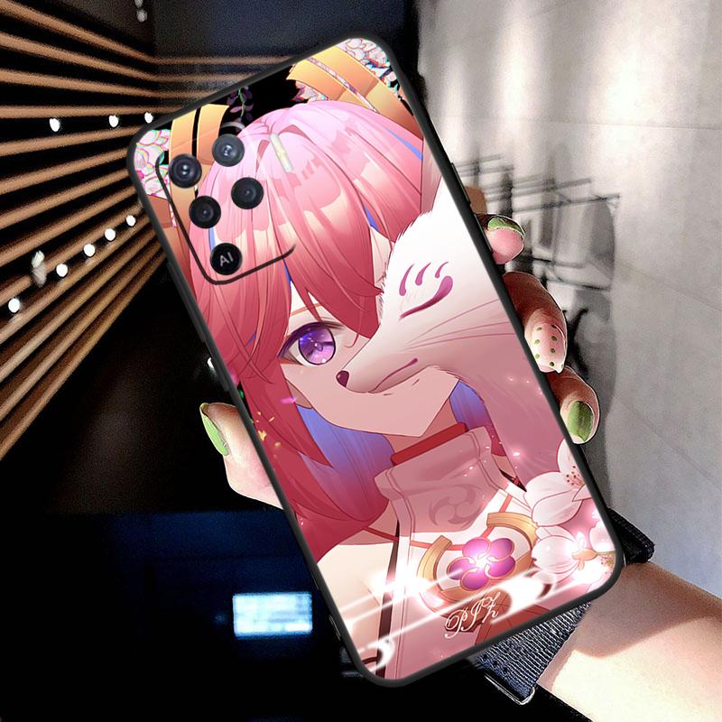 Genshin Impact Yae MIko Case For Oppo A17 A57 A77 A76 A16 A96 A18 A60 A80 A40 A38 A58 A78 A98 A94 A74 A54 A15 A5 Pro