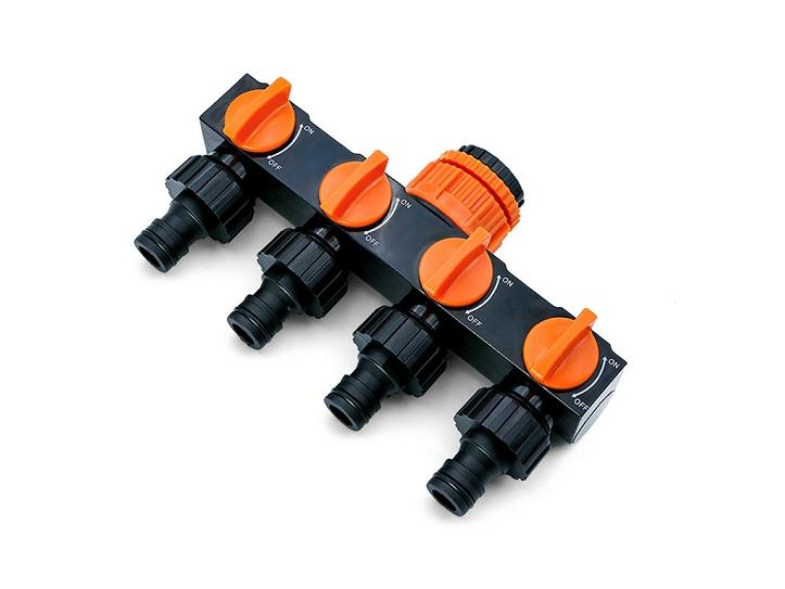 

4-way garden hose splitter with 4 Independent Switches - Universal Connector for Outdoor Watering Systems, Ideal for Lawn,Garden