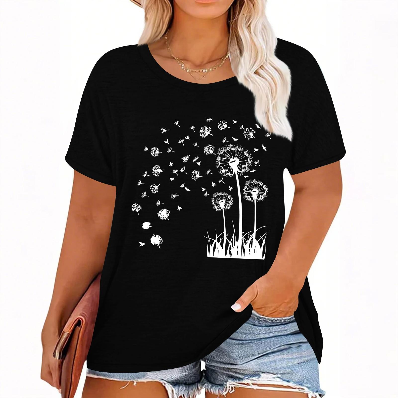 

Women s Hawaiian Floral Print Short Sleeve T-Shirt Top XXL чорний