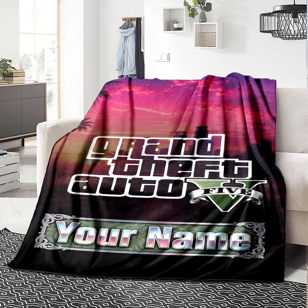 Gta Personalized Name Blanket Multi-purpose Personalized Blanket Soft Warm Cozy Perfect for Livingroom Office Picnics Chair for All Occasions