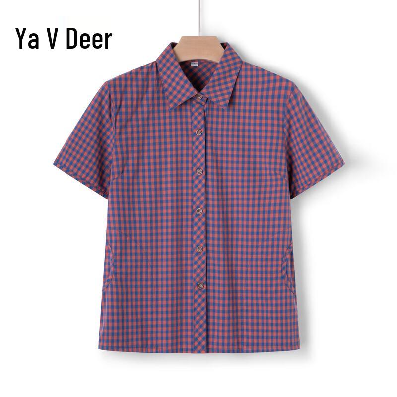 Women s Summer Plaid Cotton Shirt 5XL
