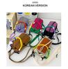Women's Nylon Color Block One-Shoulder Crossbody Bag with Woven Lanyard, Lightweight and Stylish.