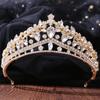 DIEZI New Baroque Korean Gold Color Crown Hair Accessories Luxury Crystal Tiara For Women Wedding Headdress Bridal Hair Zircon