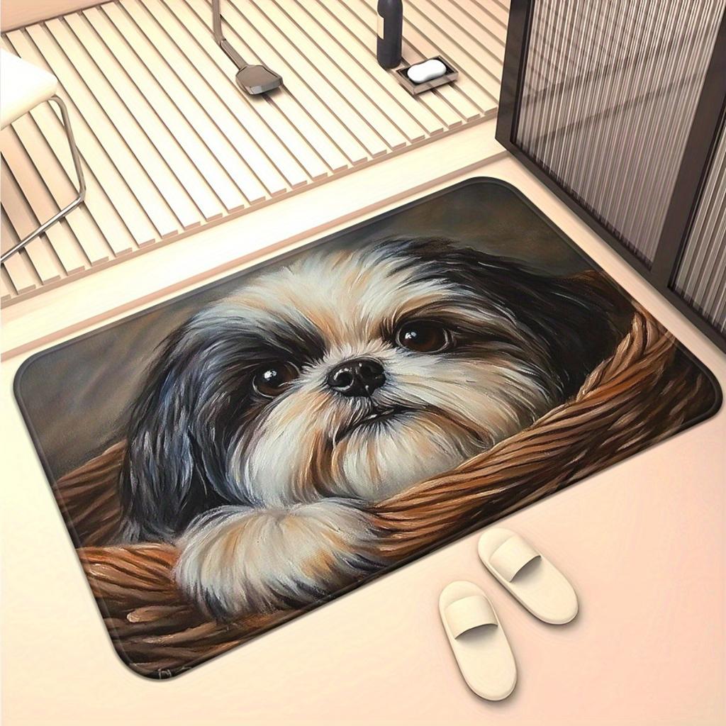 Rutschfeste Badezimmermatte für Shih Tzus, Mikrofaser-Saugmaschine Wasch-Polyestermatte