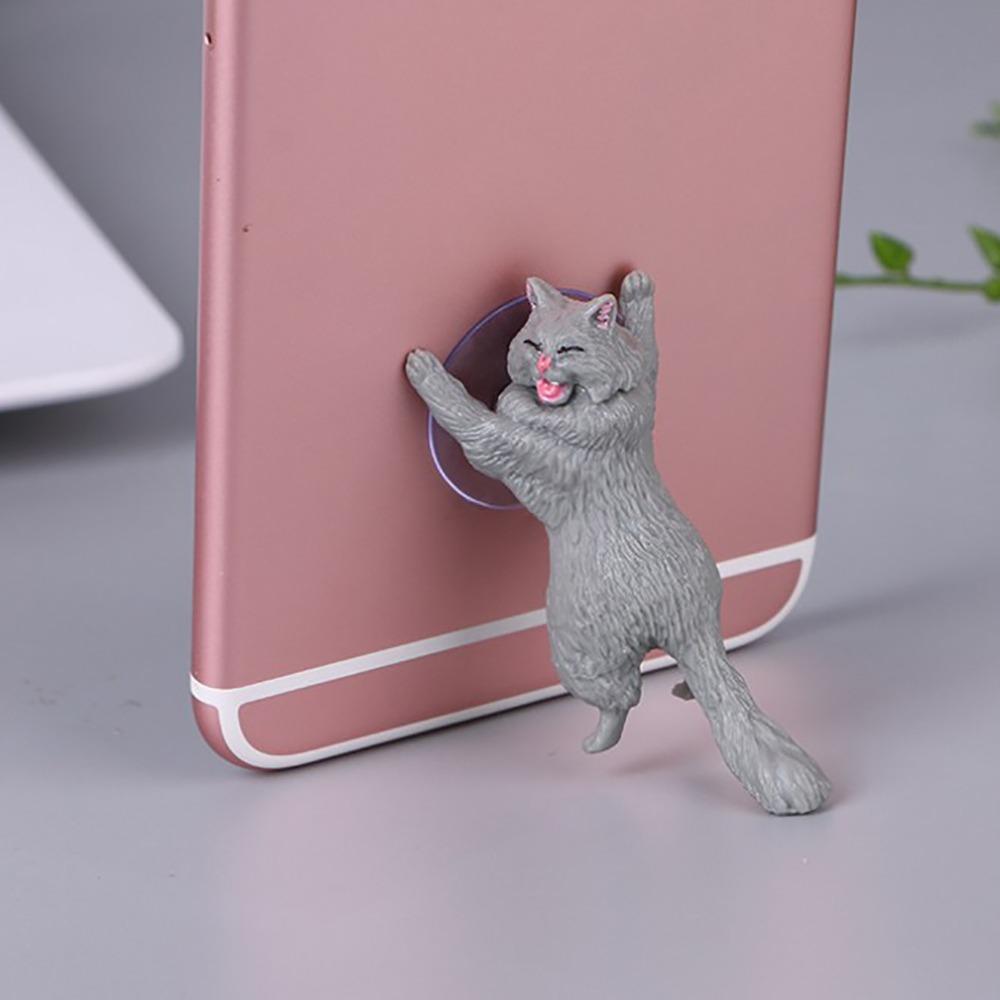 Cute Resin Cat Phone Holder Sucker Design Cartoon Mobile Phone Stand Holder Smartphone Holder Home Office