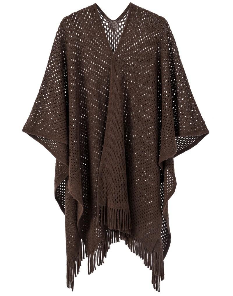 Hot-Selling Knit Shawl: Spring Summer Autumn, Hollow Design, Tassel Trim, Solid Color, Lightweight for European & American Styles.