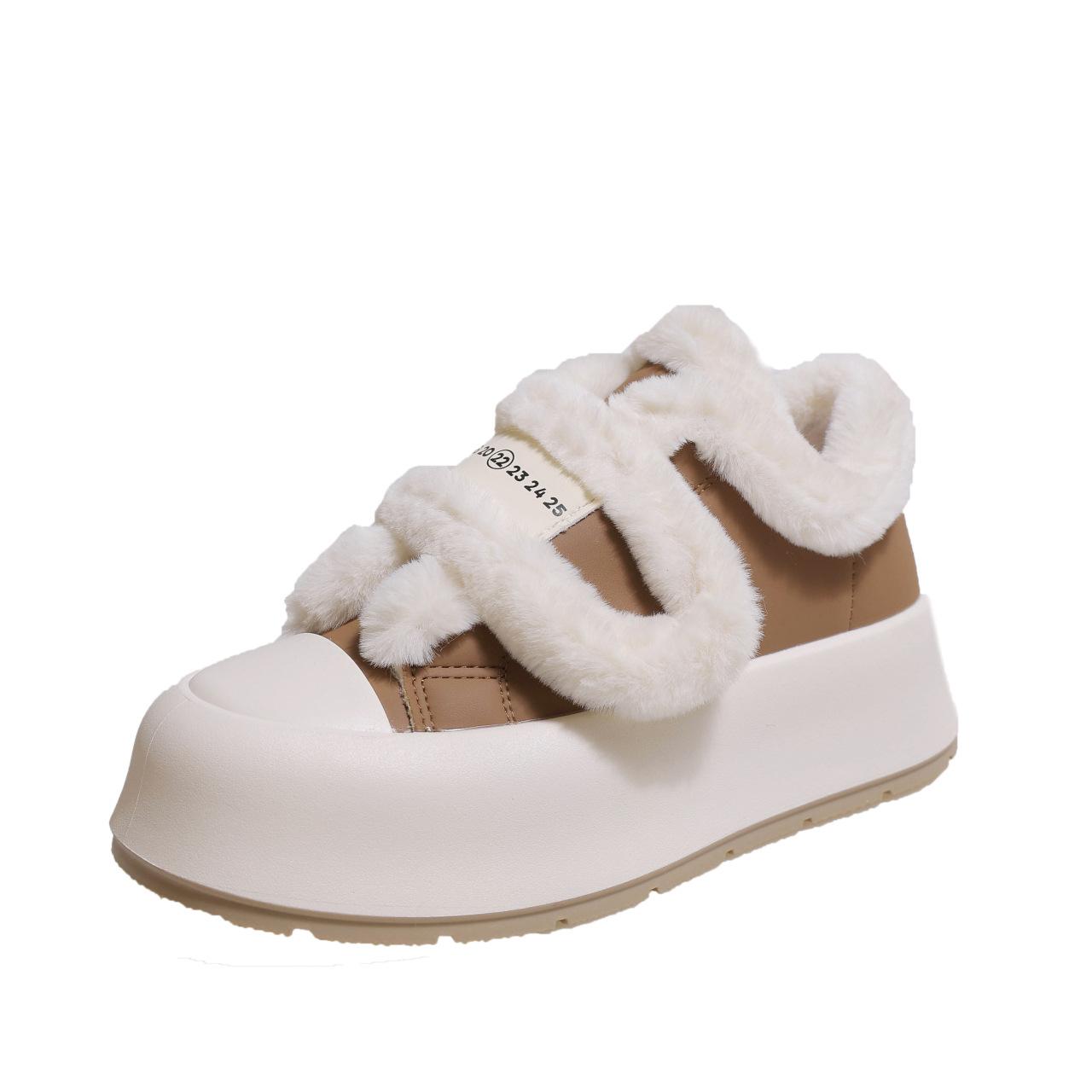 

Gu Yunshu Winter 2024 Thickened plush cotton shoes Little white shoes Women s platform muffin shoes Versatile casual board shoes 40 хакі