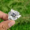 Natural Tanzanite Quartz 925 Silver Multi Stone Flower Adjustable Ring For Girls