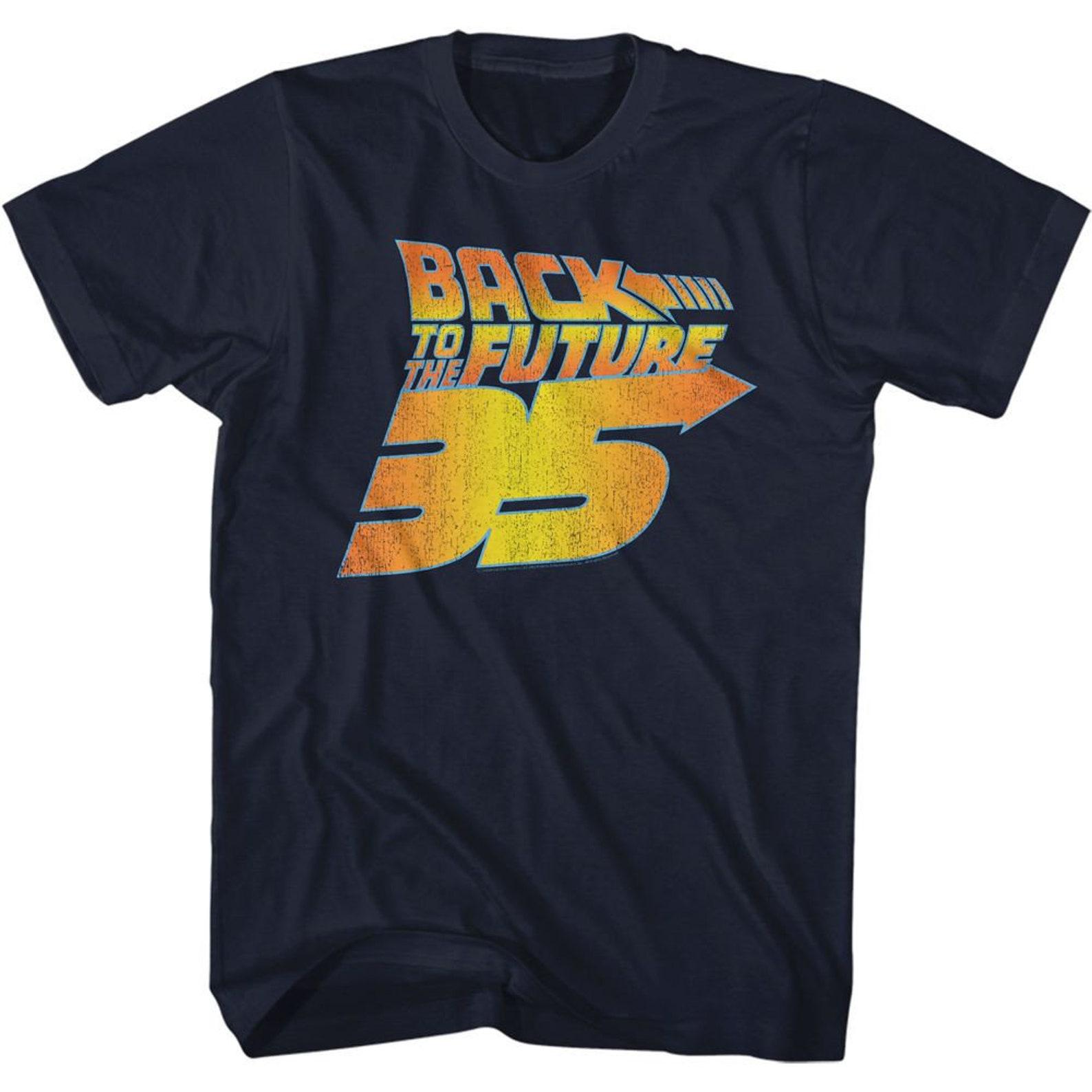 Back To The Future BTTF 35th Distressed Navy Adult T-Shirt XL