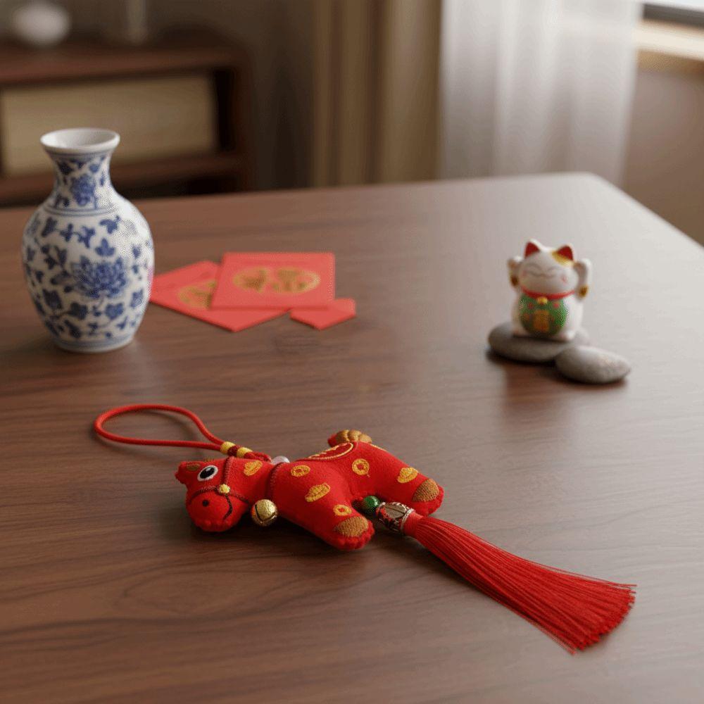 Tassel New Year Horse Pendant Spring Festival Car Hanging Ornaments  Festive Accessory