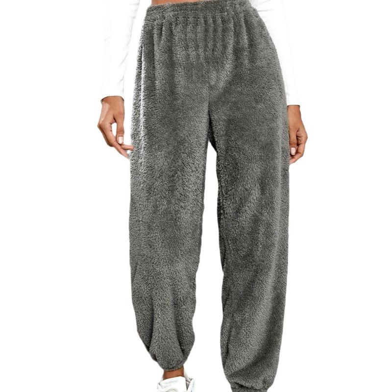 European and American Women's Casual Solid Color Women's Trousers Sports Mao Mao Pants Leg Pants