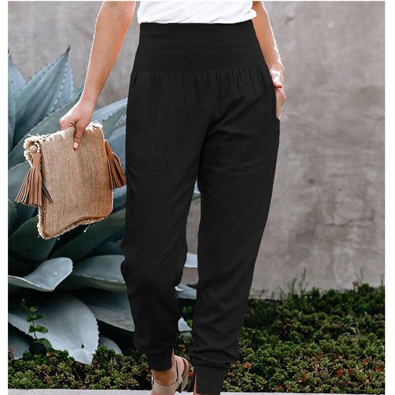 Été Décontracté Taille Élastique Pantalon Court Pour Femmes Dame de Bureau Solide Pantalon Slim Avec Poche Streetwear Pantalon Femme 25779