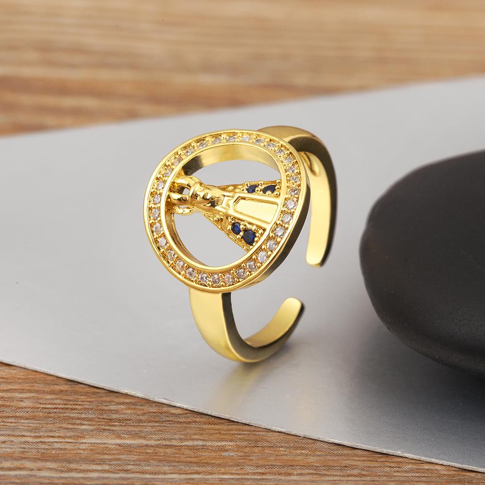 

Nidin New Popular 2 Styles Religious Flipable Open Rings Adjustable For Female Male Copper Inlaid Zircon Finger Jewelry Gifts resizable