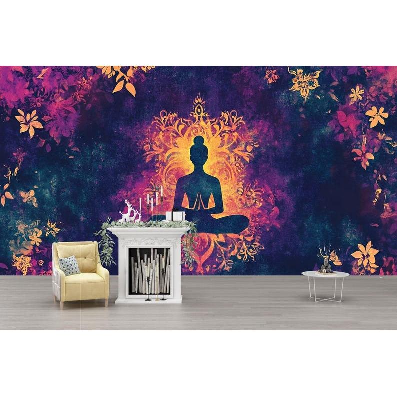 Bohemian style Buddha statue tapestry 75x100 чёрный
