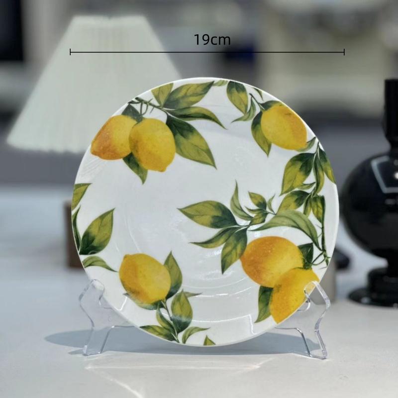 Lemon Pattern Porcelain Plate Ceramic Bowl Hand-painted Round Dinner Plate Fruit Dish Kitchen Plates Japanese Dishes